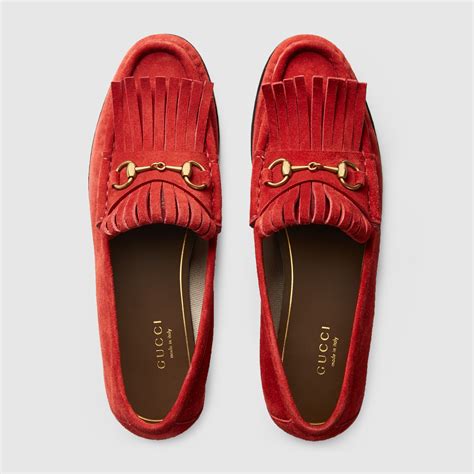 gucci women's loafer with web|gucci fringe loafer.